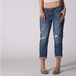 American Eagle Boy Fit Boyfriend Low Rise Medium Wash Blue Stretch Ankle Jeans 0
